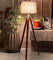 HOMYZ Nautical Wooden Tripod LED Floor Lamp Corner Antique Design Wooden Legs Stand Spotlight Floor Lamp Base for Office Dorm Home Decor
