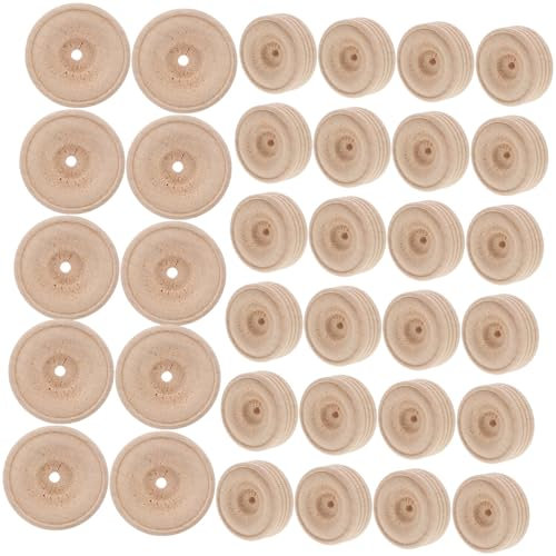 KONTONTY 50 Stücke Spielzeug Räder Aus Holz Für Diy Modelle 30mm Holz Räder Für Lehrspielzeug Und Handwerk Projekte Spielzeug Wagen Für Handgemachte Modelle