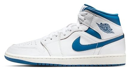 Nike Air Jordan 1 Mid Herren Sneaker Sneaker Basketball Mode Schuhe, weiß/blau, 42.5 EU