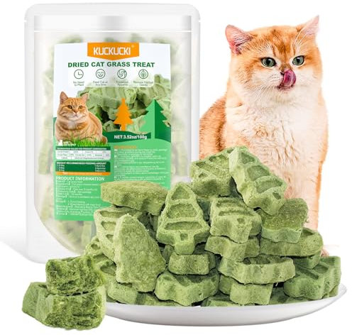 100g Cat Grass Teething Sticks, Edible Freezed Drying Cat Grass Treats, Cats Snacks for Hairball Removal and Dental Care