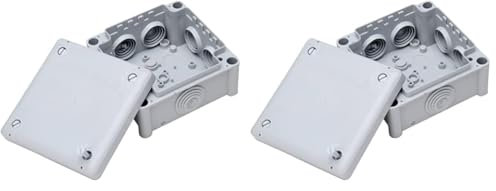 Kopp Abzweigdose Aufputz Feuchtraum, 102 x 102 x 55 mm, IP66, Verbindungsdose mit 7 Kabeleinführungen M25, grau, 351101049 (Packung mit 2)