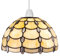 Tiffany Style Pendant Light, Stained Glass Jewel Dome Lampshade, Easy Fit Ceiling Fixture, Beige Jewel (Clear Jewel)