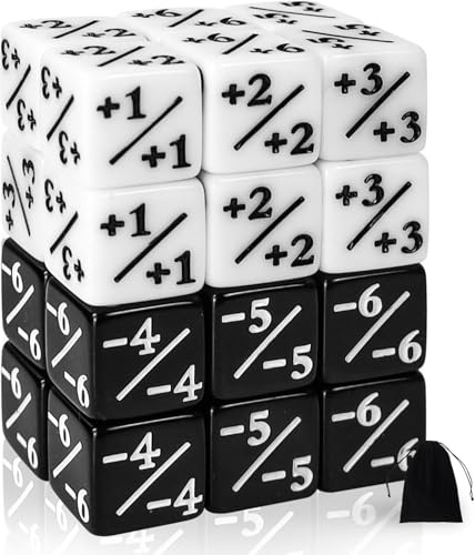 24 Stück Würfel Zähler, MTG Würfel D6 Token Magic Dice | Loyalität Zähler Würfel für MTG, CCG, Kartenspiel Zubehör, mit Aufbewahrungsbeuteln
