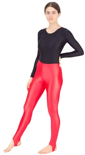 ML-Sport24 Damen Wetlook Leggings mit Steg glänzend Stretch Shiny | Material: 80% Polyamid 20% Elasthan