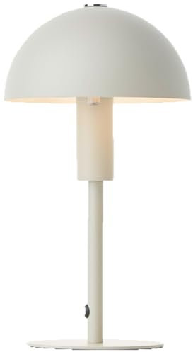 Lightbox Pilz-Tischlampe | 27 cm Höhe, Ø 15 cm | Home Office Schreibtischlampe mit Wipp-Schalter | Mini LED Lampe als Nachttischlampe für das Schlafzimmer | E14 | aus Metall in Beige