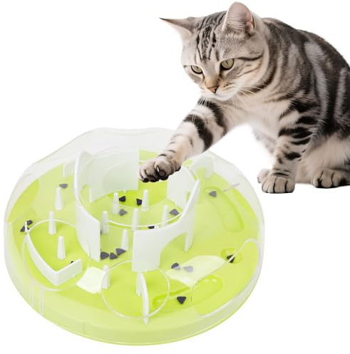 Pet Prime Interactive Cat Puzzle Feeder Toy, 3-Stage Adjustable Cat Treat Toy, Slow Feeder for Indoor Cats, Enrichment Toy with Mental Stimulation & Brain Training (Green)