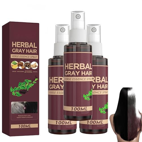 Herbal Essence Haarspray, Grauhaar-Dunkelspülung, Kräuterfärbespray, natürlich, sanft, für alle Haartypen, 4 Wochen lang anhaltende Ergebnisse (3 STÜCK)