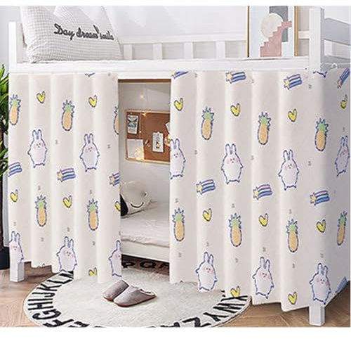 HAJHI Studentenwohnheim Bettvorhang Hochbett Verdunkelung Vorhang Hochbett Verdunkelung Sichtschutz Bett Vorhang Staubdicht Druck Dekoration(Curtain*1,1.15M_Rabbit)