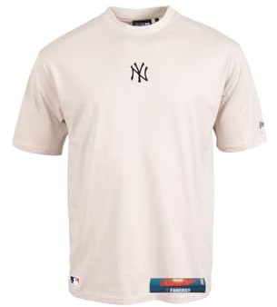 New York Yankees T-Shirt Herren NY MLB New Era Fanartikel Oversized 100% Baumwolle + Fanergy Traubenzucker (DE/NL/SE/PL, Alphanumerisch, M, Regular, Regular, Beige)