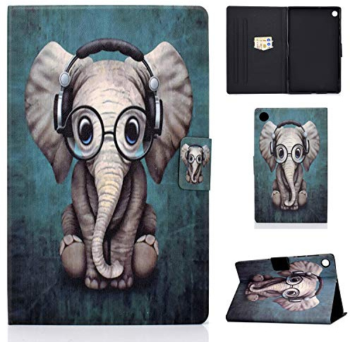 LSPCASA Funda para Samsung Galaxy Tab A11 de 8,7 pulgadas 2025, funda Galaxy Tab A11 de 8,7 pulgadas, piel sintética, con función atril, tarjetero, funda para tableta, elefante bebé