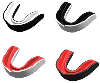 4x Mundschutz Boxen Zahnschutz Erwachsene Kinder fuer Kampfsport MMA | Wiederverwendbares thermoplast, atemfreie oeffnung, schutzschild 3mm, tasche aufbewahrung, rugby hockey kampf, schwarz