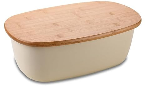 MLSHWUG Boîte À Pain en Bois avec Couvercle Planche À Découper Grande Capacité Organisation De Cuisine Et De Comptoir,Oval,22.5 * 37 * 14cm