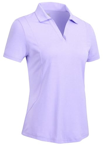 Rdruko Polo da donna a maniche corte, estiva, scollo a V, ad asciugatura rapida, per fitness, corsa, golf, tennis