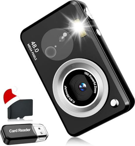 Digitalkamera FHD 1080p, 32GB Speicherkarte,48MP Fotokamera 16X Digitalzoom Kamera, Mit 1300 mAh Akku, 2,4 LCD Bildschirm, Kinder Digitalkamera/Kinderkamera Kinder.