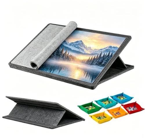 Jigsaw Puzzle Board for 1000 Pieces with 6 Sorting Trays 3 Angle Adjustable | tiltable, Protective cover, Anti-slip, Lightweight