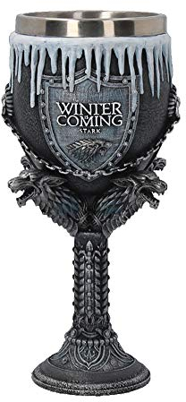 Nemesis Now House Stark Game of Thrones Goblet 12cm Black, Resin w/Stainless Steel Insert, 1 Count (Pack of 1)