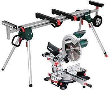 Metabo Kappsäge KGS 305 M Set (690969000) Karton; mit Maschinenständer KSU 401, Abmessungen: 850 x 515 x 615 mm, Auflagefläche: 340 x 775 mm, Max. Schnittbreite 90°/45°: 305 / 205 mm