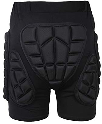 Yuanu Unisex Bequem Atmungsaktiv Stoßfest Verschleißfest Protektorenhose Hüftprotektoren Motorrad Protektor Shorts für Radsport Roller Skating Motorrad Sport Schwarz 3XL