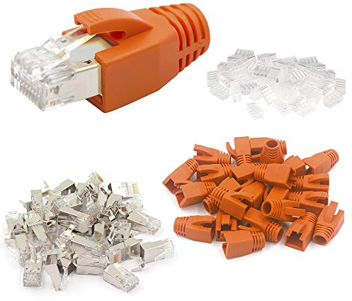 VCE (1ème génération) Lot de 20 Connecteur RJ45 CAT7 CAT6A avec guide fil Fiche Reseau RJ45 cat 7 sertir un Ethernet Cable Catégorie 7 Blindé