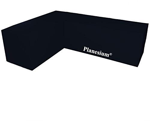 Planesium Premium L-Form Eck-Loungegruppe Eckbank Ecksofa Gartenmöbel Hülle Abdeckung Schutzhülle Haube Abdeckplane Garnitur wasserdicht 575g /lfm (B 260cm x T 175cm x LE 80cm x H 85cm, Schwarz)