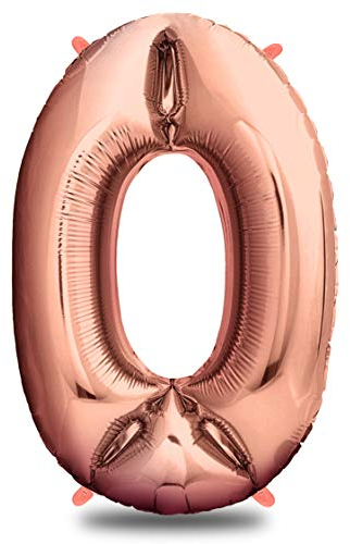 envami® Palloncino Compleanno 0 Oro Rosa 101 CM - Palloncino Numero 0 - Decorazioni Compleanno - Vola con l'Elio
