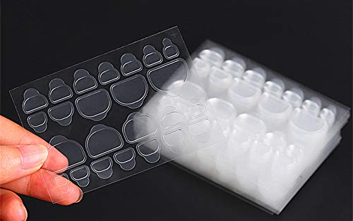 Shogpon Adhésif à Ongles de Gelée à Double Face Faux Ongles Autocollant Ruban Adhésif pour Ongles d'orteil Accessoires Fournitures Nail Salon, 10 Feuilles 240 Pièces(8 Tailles, Transparents)