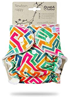 Petit Lulu Höschenwindel für Neugeborene (2-6kg) Druckknöpfe (Labyrinth)