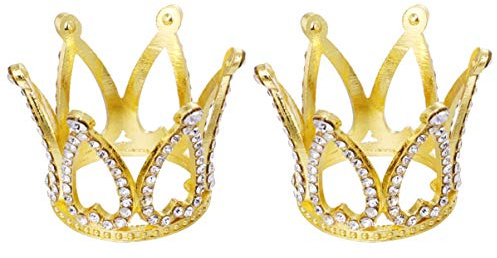 Amosfun 2 Stücke Crown Cake Topper Geburtstag Hochzeitstorte Mini Crown Ornament Festival Party Kuchen Backen Dekoration (Golden)
