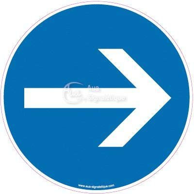 AUA SIGNALETIQUE - Panneau Sens obligatoire - Ø 450 mm, Aluminium Dibond 3mm