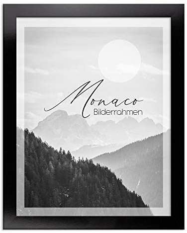 BIRAPA Monaco Bilderrahmen 50x70 cm Schwarz Hochglanz - Bilderrahmen Metall Optik, Alu Gebürstet Rahmen, Posterrahmen, Wechselrahmen