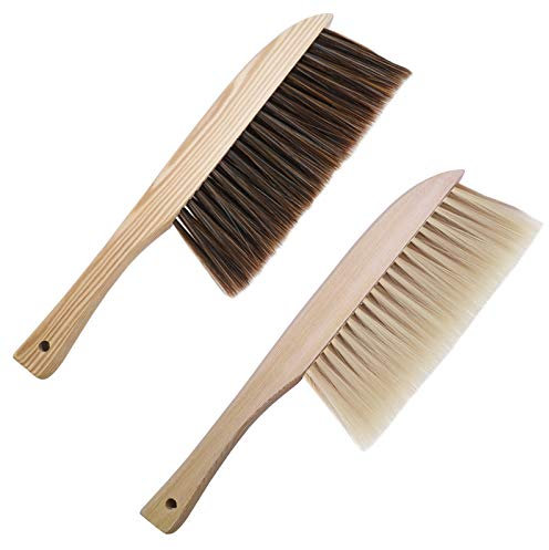 2 Stück Staubwedel mit Holzgriff, SourceTon Holzblock, Schaufel, Bankbürste für Holzarbeiten, für Arbeitsplatte, Gartenarbeit