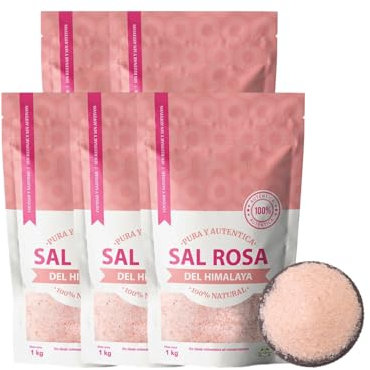 Sal Rosa del Himalaya 100% Natural Sazonar y Cocinar Sin Refinar Sin Aditivos - Sal Rosa del Himalaya Fina 5Kg