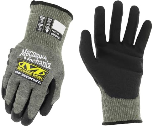 Mechanix Wear: ANSI A9 Schnittfeste SpeedKnit-Arbeitshandschuhe mit Urethan-Beschichtung, Wolfram-Konstruktion, berührungsfähig, starker Halt bei trockenen und nassen Bedingungen (Grau, Größe M) | ANSI-zertifizierte, strapazierfähige, schnitt- und abriebfeste Handschuhe für Herstellung und allgemeine Bauanwendung
