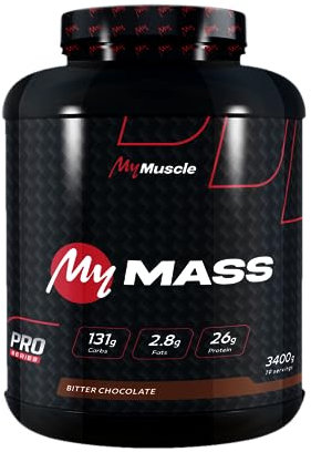 MyMUSCLE - My Mass - Hard Gainer en Poudre - Prise de Masse Musculaire - Bitter Chocolate 3,4kg - 19 Portions