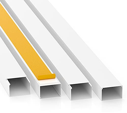 Kabelkanal Selbstklebend Pro mit Schaumklebeband, Kabelschacht 100m 60x40mm - 50x2m, White - Weiß