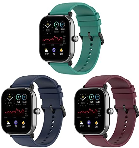 Bexido Cinturino compatibile con Amazfit GTS/GTS 2/GTS 2e/GTS 2 Mini/GTR 42MM/Amazfit Bip U Pro/Bip S/Bip Lite, [3 pezzi] 20 mm in morbido silicone