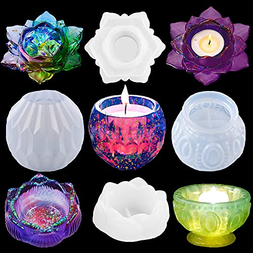 4pcs Porta di candele resina epossidica, forma di resina epossidica a forma epossidica fai -da -te Forma di silicone a forma di annaffiato (#2)