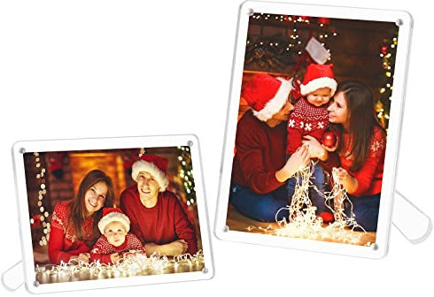 Boxalls Cadre Photo Acrylique avec Support, 13x18cm cadre photo transparent avec magnétique d'affichage de table horizontalement ou verticalement (7 Pouces)