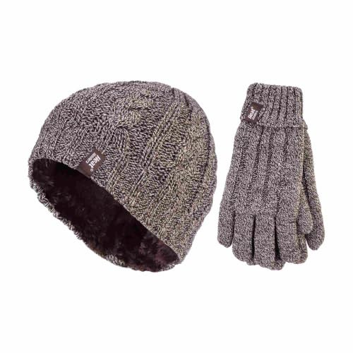 HEAT HOLDERS - Damen Mütze und Handschuh-Set für Winter | Extra Warm Beanie und Mütze mit Fleece Gefüttert