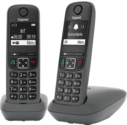Gigaset A695 Duo - téléphone DECT sans Fil - Grand écran à Haut Contraste - Excellente qualité Audio - Fonction Mains Libres - Protection d'appels indésirables, Gris [Version française]