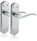 XFORT Chrome Elegance Range Polished Chrome London Suite Lever Latch Handles, Polished Chrome Long Backplate Door Handles, Contemporary Design for Internal Wooden Doors (1 Pair)