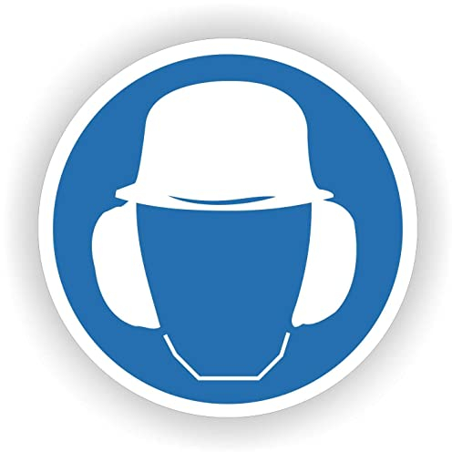 Schutzhelm und Gehörschutz obligatorisch Aufkleber.