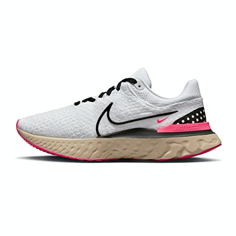 Nike React Infinity Run FK 3, Herren-Sneaker, Weiß Weiß Perle Rosa Hyper Schwarz, 42.5 EU