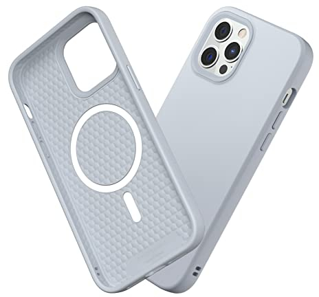 RhinoShield Case kompatibel mit [iPhone 12/12 Pro] | SolidSuit - MagSafe-kompatibel -Stoßdämpfende & schlanke Schutzhülle mit Premium Finish - 3.5 Meter Fallschutz - Silbergrau