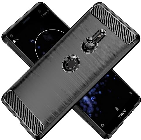 KOARWVC Handyhülle für Xperia XZ3 Hülle, Sony XZ3 H9436 Hülle Kohlefaser Stoßfest Rugged Shield Anti-Scratch Soft TPU Back Cover Cases für Sony Xperia XZ3 (Schwarz)