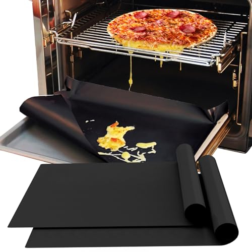 Demiwise 2 Pack Large Oven Liners for Bottom of Oven BPA and PFOA Free,16x24 Thick Heavy Duty Non Stick Teflon Oven Mats for Electric,Gas,Toaster,Convection, Microwave Ovens and Grills(Black)