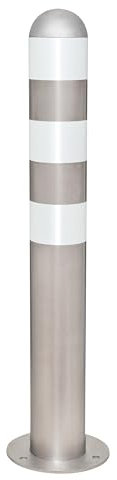 Ladesäulen Rammschutz-Poller aus Edelstahl, H 800 mm, Reflexringe weiß, zum Aufdübeln