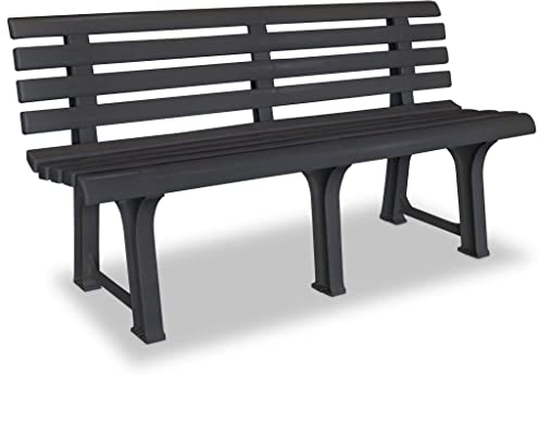 BIGBARLEY Terrassenbänke, Gartenbänke, Außenbänke, wetterfeste Sitzmöbel,Gartenbank 145.5 cm Kunststoff Anthrazit