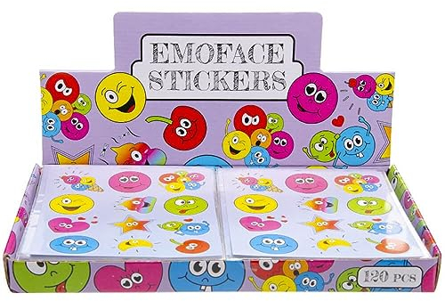 1440 Stück Smiley Sticker im Display als Kindergeburtstags Mitgebsel, Emoji Sticker, Smiley Sticker klein, Smiley Aufkleber