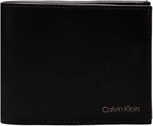 Calvin Klein Herren Geldbeutel Smooth Bifold aus Leder, Schwarz (Ck Black), Einheitsgröße